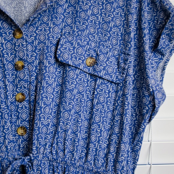 Lucky Brand Midi Shirt Dress‎ XL Blue Boho Cottagecore Prairie Pockets - Picture 4 of 10